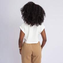 Swisz Women's Cropped Top Loose Short Sleeve Bow Design Casual - trắng - Xem 3