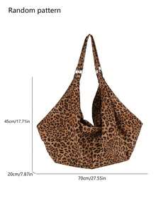 韩版慵懒设计感豹纹个性手提包日常实用大容量外出逛街通勤单肩包秋冬时尚复古休闲时尚女士包包 - 彩色 - 查看 5