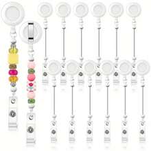 Bộ 5/12 chiếc móc khóa carabiner bằng hợp kim nhôm có thể thu vào có thể điều chỉnh, có kẹp thắt lưng, thích hợp cho y tá và giáo viên - Giá đỡ thẻ ID tùy chỉnh để làm đồ dùng văn phòng và đồ trang sức - Nhiều màu - Xem 13