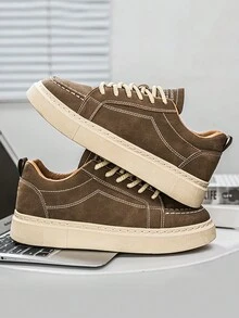 Giày thể thao nam, giày thể thao thoáng khí, giày đế bằng, chống mòn, phù hợp cho học sinh, giày nam thời trang, giày đế bằng, giày thể thao cổ thấp thời trang - Màu Khaki - Xem 1
