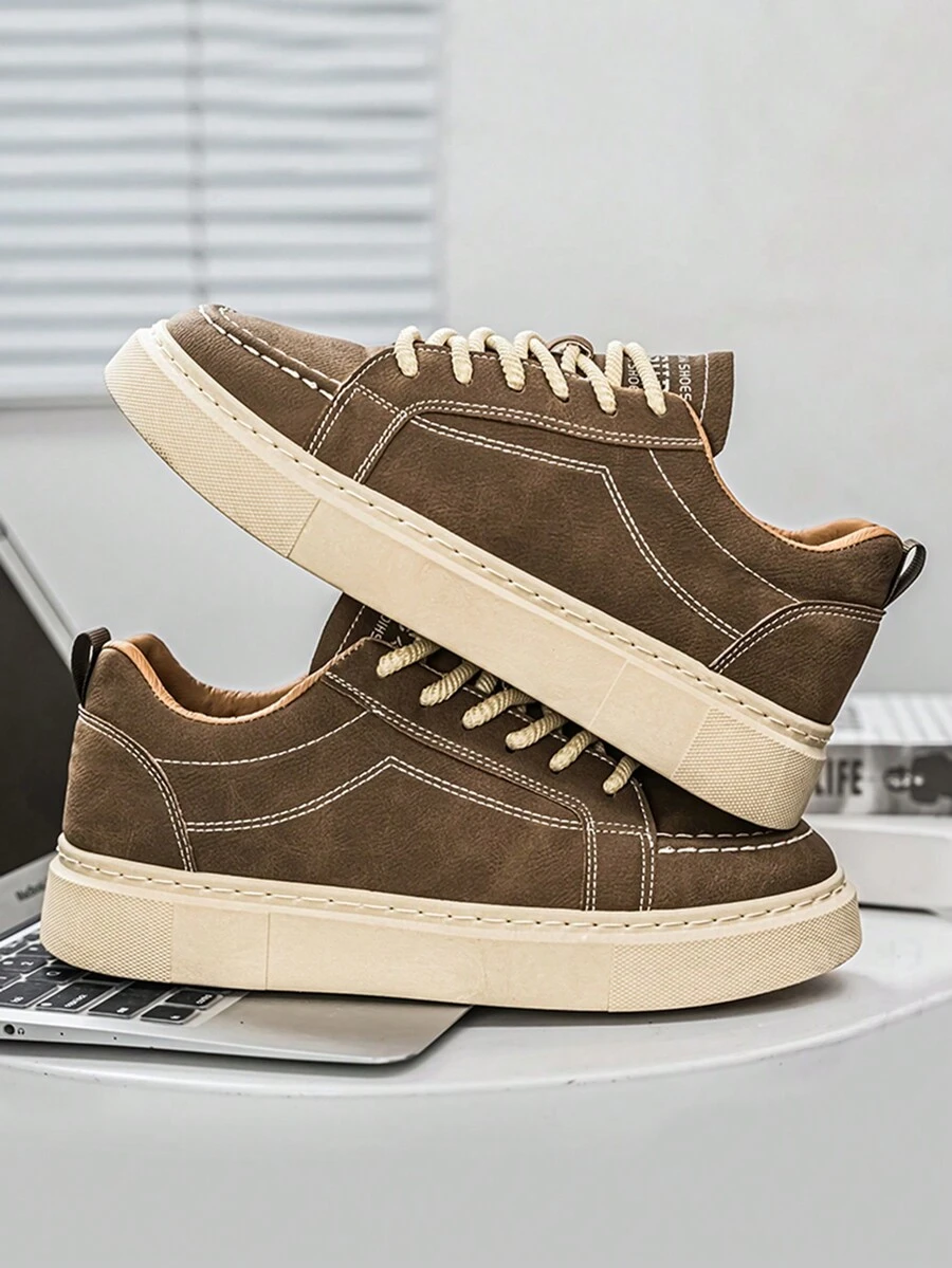 Giày thể thao nam, giày thể thao thoáng khí, giày đế bằng, chống mòn, phù hợp cho học sinh, giày nam thời trang, giày đế bằng, giày thể thao cổ thấp thời trang - Màu Khaki - Xem 1