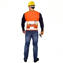 Disfraz de camiseta de obrero de construcción para hombres, disfraz para fiesta divertida - Multicolor - Ver 7
