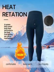 JOPHY & CO. Uomini Termici Lunghi Pantaloni di Biancheria Intima Inverno Caldo Pile Foderato Biancheria Intima Fondo Tempo Freddo Strato di Base Gamba cod.TS008 - nero - Visualizzare 4