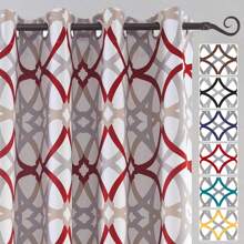 DriftAway 2 Panels Thermal Blackout Grommet Unlined Window Curtains Spiral Geo Trellis Pattern Doorway Curtains - xám đỏ - Xem 2