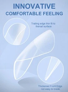 120入組啞光可穿戴假指甲，無痕，指甲貼片增長，全覆蓋水滴磨砂假指甲，方便穿戴和使用壓花指甲美甲用品 - 無色 - 查看 4