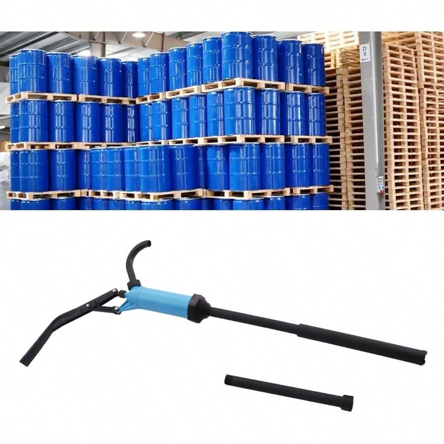 HOHOBLA Manual Drum Pump,Lever Acting Drum Barrel Pump With Pipes,U-Shape Oil Outlet Tube Aluminum Drum Rotary Hand Pump For Gas Stations, Construction Sites 53x3.9 X2.3in - Blue - View 1