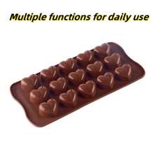 2pcs 15-Cavity Heart Shaped Silicone Chocolate Candy Cookie Cake Baking Mold Ice Cube Tray With Raindrop Heart Mold - Brown - View 7