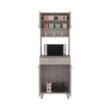 Della 60 Kitchen Pantry With Countertop Closed And Open Storage -Light Gray - 灰色+刨花板+刨花板如圖 - 查看 5