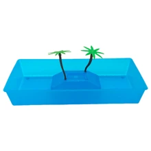 Extra Long Turtle Tank 2 Palm Trees Various Colors - Blue - View 2