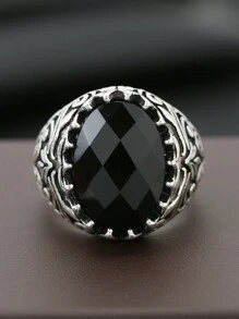 1pc Men's Fashionable Exquisite Patterned Vintage Ring, Suitable For Party And Everyday Wear - Black - View 2