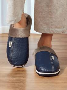 Pantuflas de invierno para hombres, zapatillas de dormitorio de piel sintética cálidas y esponjosas con suela antideslizante y espuma de memoria, pantuflas clásicas suaves y cálidas para hombres, talla talla grande pequeña, azul