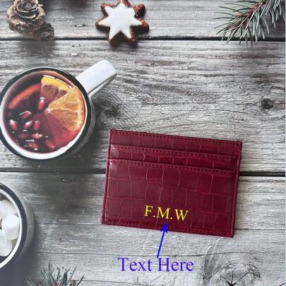 Customized 1pc Men Crocodile Pattern PU Leather Slim Credit Card Holder Monogramm Women Ultra Thin Croco Pocket Wallet Personalized PU Leather Wallet With Initial Letters DIY Gift For Boyfriend Girlfriend Friends Birthday Wallets For Women & Red Purse, Local,School Supplies,Back To School,School Gift,For Office,For School,For Classroom,For Teacher Gifts,For University,For Colleague,For Dorm Rooms,For Teacher,For Boys And Girls,For Teenagers,Junior High School Students,Middle School Students,High School Senior High School Students,College Students,University Students,Freshman,Sophomore,Underclassmen,Delicate Romance,Customized Wallets & Cardholders