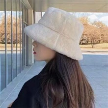 1pc All-Match Casual Versatile Warm Fluffy Bucket Hat - White - View 7
