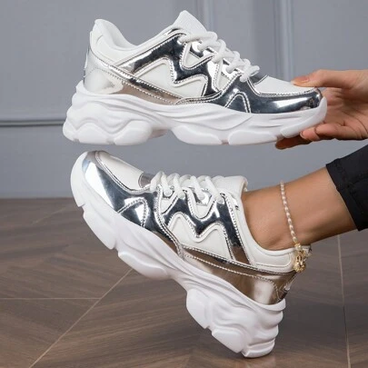 Women's New Chunky Chunky Sneakers, Mesh Breathable Thick Sole Athletic Shoes, Autumn