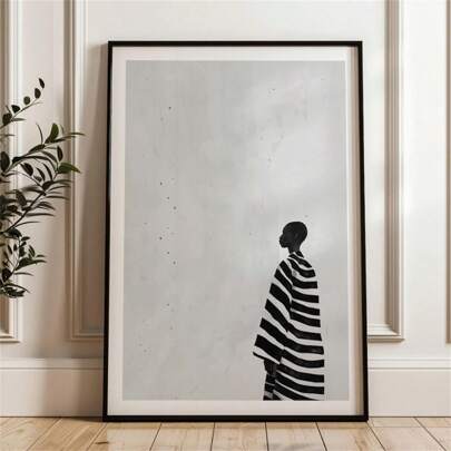 1pc Minimalist Black And White Art Print, Abstract Wall Art, Modern Home Decor, Wall Art, Large Minimalist Poster Unframed