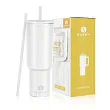 SUGAW 40盎司带手柄、吸管和吸管盖的水瓶，保温杯可重复使用18/8不锈钢水瓶，适合健身和运动的旅行户外运动水壶，学校用品，圣诞节返校礼物 - 彩色 - 查看 9