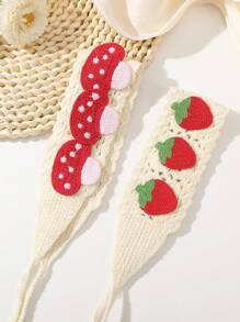 1 件休闲可爱草莓和蘑菇针织头带 - 彩色 - 查看 2