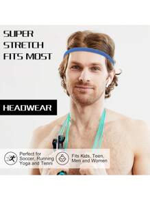 4 件装男女通用运动头带 | 简约设计，适合滑雪、健身、瑜伽、跑步、足球 | 时尚头发控制和水分管理 - 彩色 - 查看 7
