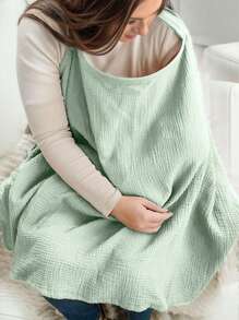 1pc Nursing Cover Scarf, Anti-Exposure Breastfeeding Shawl, Soft & Breathable Nursing Top, Coffee/Beige Color - Green - View 3
