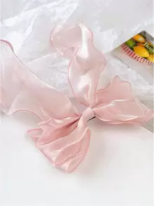 1/2/3pcs Mesh Bowknot Ribbon Hair Clip For Daily, Large Hairpin For Hair Styling Accessories - Pink - View 4