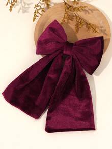 1 pieza Moño de terciopelo color vino tinto para mujeres, moño grande de cola liso, pinzas de cocodrilo, elegantes clips para el cabello para fiesta de boda, accesorios de moda para el cabello de mujer para otoño, invierno y San Valentín - color sólido - Ver 6