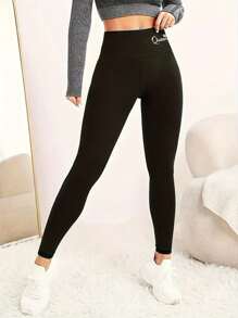Women's Slim Fit Basic Leggings For Daily Wear - Black - View 4