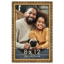 Custompictureframes.Com 8x12 Gold With Black Wood Picture Frame - UV Acrylic Foam Board Backing Hanging Hardware - Black - View 1