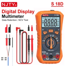 NJTY NJTY S18D Digital Multimeter, 6000 Counts, AUTO Range, True , Digital Electrician Tools, Temperature Measurement, Voltmeter Tester, Current Resistance, On-Off Diode, Resistance, Capacitance, NCV Function, (Battery Not Included)