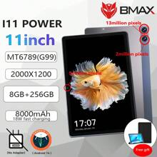 Bmax I11 Power 2024 平板电脑 MTK MT6789(G99)-8 核 Ram 8G+256GB Rom，11 英寸 IPS 2000x1200 屏幕 5MP 前置 13MP 后置摄像头，Type-C 平板电脑双 4G LTE GPS BT 5.2，18W Type-C 快速充电，8000mAh，Android 14，免费礼品盒 - 無電源轉接器 - 查看 1