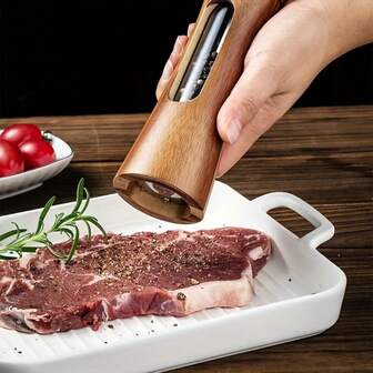 1pc Manual Pepper Grinder, Household Sea Salt Ginder, Wooden Spice Grinder, Manual Pepper Mill, Spice Crusher, Reusable Spice Bottle For BBQ Picnic Camping, Kitchen Gadgets, Valentine's Day Gifts, Kitchen Decoration