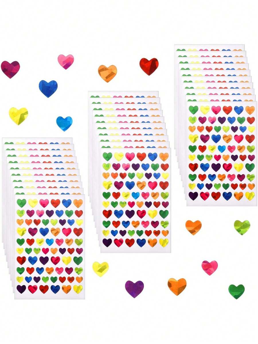 690pcs-Valentine's Day Holographic Rainbow Heart Stickers, Valentine's Day Gift Decoration Small Stickers For Reward, Sparkly Holographic Stickers, Glitter Foil Stickers For Behavior Reward Chart And DIY Decoration For Reward, Behavior Chart, Student Planner