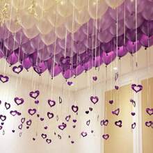 100pcs Purple Heart Shaped Balloon Pendants, Party Decorations, Birthday Celebration Hanging Decor, Room Decoration - Purple - View 5