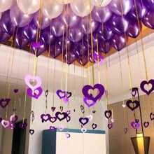 100pcs Purple Heart Shaped Balloon Pendants, Party Decorations, Birthday Celebration Hanging Decor, Room Decoration - Purple - View 4
