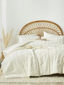 7 Piece Bed In A Bag Bed Comforter Set Queen, Elegant Tufted Comforter, Sheet And Pillowcase Set, Soft Microfiber, Comfortable And Warm Bedding Set, Bedroom Decor For All Seasons, Ideal Gift, Include 1 Comforter, 2 Pillowcases, 2 Pillowshams, 1 Flat Sheet And 1 Fitted Sheet - 白色 - 查看 4