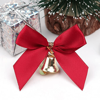 2/4/12 pezzi Fiocchi di nastro di raso fai-da-te per Natale, campanelle, decorazioni natalizie da appendere, fiocchi rossi per confezioni regalo e sigillatura