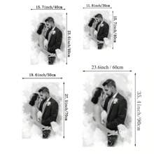 1 幅无框个性化水彩肖像,定制情侣艺术品,适合婚礼、周年纪念和订婚,送给男士和女士的独特礼物,无框双人画装饰,精致、复古、定制、个性化、独特,是送给他和她的理想礼物,墙壁艺术海报,家居装饰,卧室装饰,情人节,情人节装饰生日毕业 - 彩色 - 查看 3