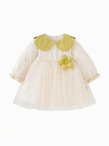 mini bala Girls' Sweet A-Line Dress Fall/Winter Princess Dress With Puff Sleeves