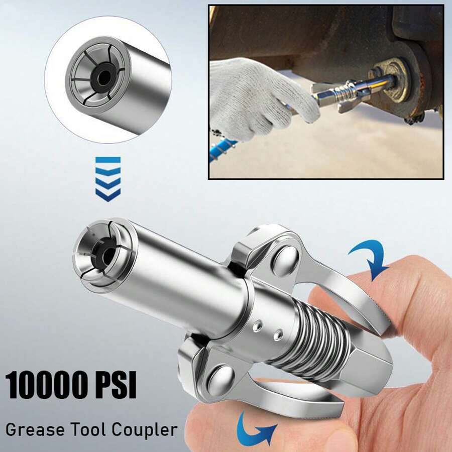 Offfay Quick Release Grease Gun Coupler Double Handle Gear Oil Nozzle