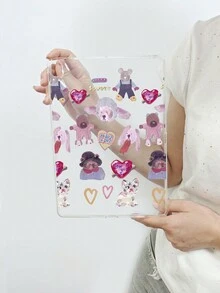 狗卡通油画风格可爱动物猫和熊透明保护壳兼容 iPad Pro 11 英寸、iPad Air2、iPad Air 5th Gen 2022 和其他 iPad 型号 - 彩色 - 查看 35
