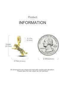 STYFNE 1pc Gold Series Insect, Leopard, Carousel, Cactus, Round Alphabet Pendant Charm Necklace, Daily Small Gift For Girlfriend Or Best Friend, Handmade DIY Jewelry - Silver - View 3