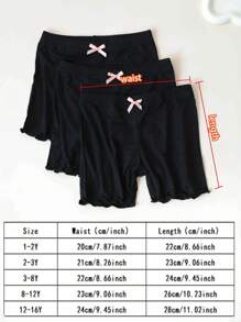3 Stück Kinder Basic Spitzen Trim Schleife Weiße Dünne Shorts, Sicherer Stil