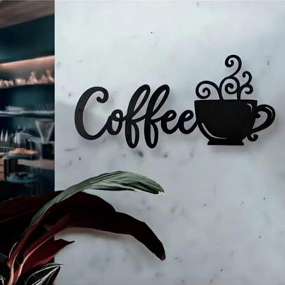 HELLOYOUNG 1pc Metal Coffee Themed Wall Decor Plaque, Iron Art Craft Sign Plate, Letter Sign Wall Decor Suitable For Kitchen, Living Room, Bar, Coffee Shop, Cafe, And Study Room To Add Unique Charm To These Spaces