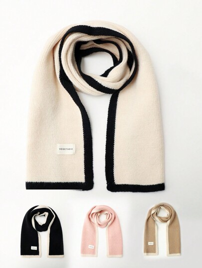 1pc Kids Simple Solid Color Knitted Scarf, Candy Colors, Warm & Suitable For Daily Wear In Autumn/Winter