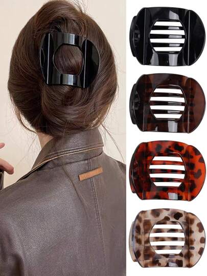 1pc Vintage Oversized Tortoiseshell Acrylic Jaw Hair Clip, Elegant Arched Design For Everyday & Casual Wear, Autumn/Winter Claw Clips Hair Claws Hair Barrettes, School Stuff