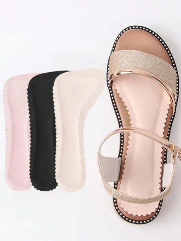 1 Pair Anti-Slip Sweat-Absorbent Massage Insoles Seven-Point Pad Leather Half Pad Women Feet High Heel Insoles Orthotics Inserts