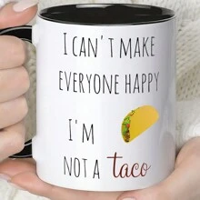 1 pieza Taza cerámica negra y blanca con gráfico de texto de 360ml, taza de café redonda, unisex, para viajes o campamentos, regalo personalizado para cumpleaños y vuelta al colegio