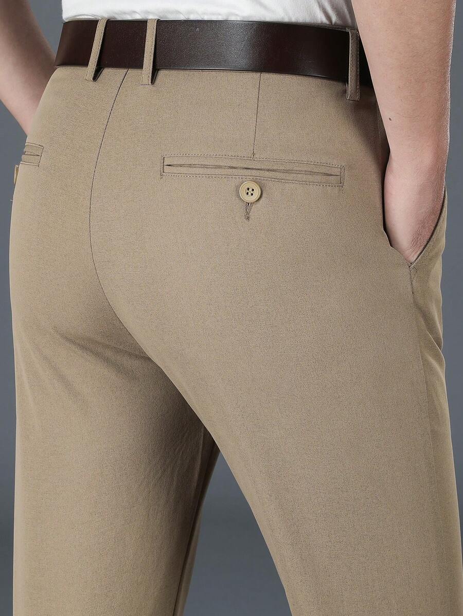 Quần âu túi chéo màu trơn cho nam, quần âu trang trọng và quần thường ngày, quần âu công sở dáng ôm cho nam, phù hợp cho công sở, đám cưới và du lịch. - Màu Khaki - Xem 1