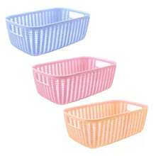 3 Canastas De Plastico Multiuso Cn Asas Organizadoras Cestas - Multicolor - Ver 1