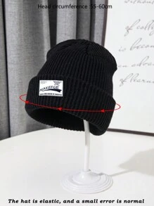 1pc Sports Elastic Extra Long Knit Beanie Cap, Warm Outdoor Skiing Hiking Cap With Cloth Label, MAKEFGE