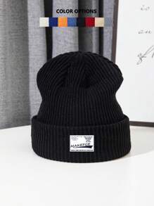 1pc Sports Elastic Extra Long Knit Beanie Cap, Warm Outdoor Skiing Hiking Cap With Cloth Label, MAKEFGE
